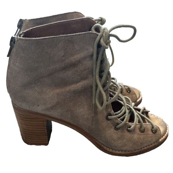 Jeffrey Campbell Cors Suede Gladiator Lace Up Bootie 7.5 Peep Toe - Picture 1 of 11